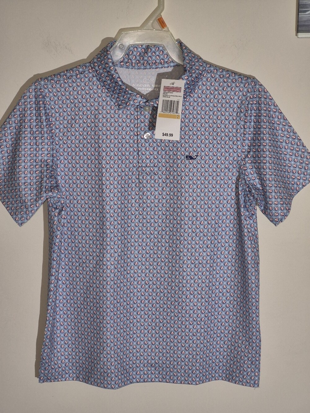 🎅Boy's Vineyard Vines Light Blue Baseball Printed Polo